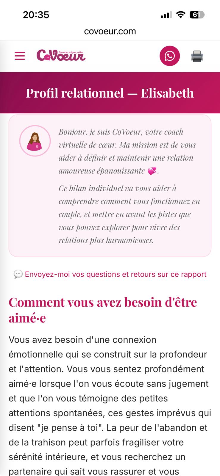 Exemple de profil relationnel